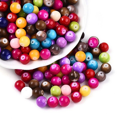 Baking Painted Glass Beads DGLA-Q020-8mm-M01-1