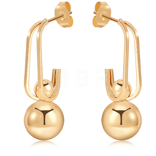 Titanium Steel Round Ball Dangle Stud Earrings for Women JE1107A-1