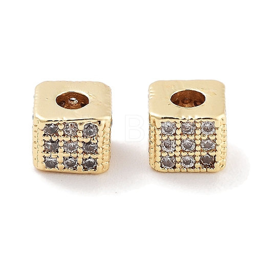 Brass Micro Pave Clear Cubic Zirconia Beads KK-P271-18G-1