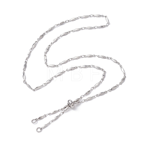 304 Stainless Steel Faceted Bar Link Chain Necklace Makings AJEW-JB01185-01-1