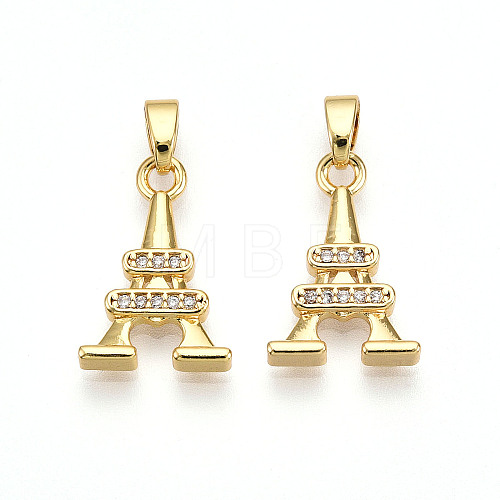 Brass Micro Pave Cubic Zirconia Pendants KK-T070-89G-1