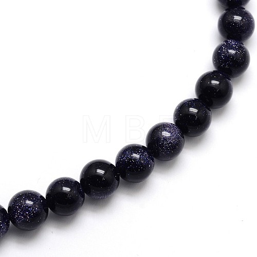 Synthetic Blue Goldstone Round Beads Strands X-G-O047-11-4mm-1
