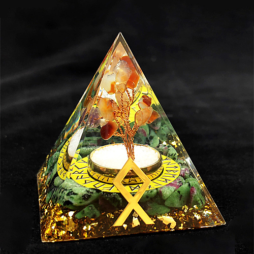 Viking Rune Symbol-Estate Orgonite Pyramid Resin Display Decorations DJEW-PW0006-02G-1