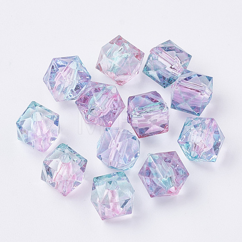 Two Tone Transparent Spray Painted Acrylic Bead X-ACRP-T005-26-1