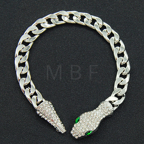 Alloy Green Rhinestone Cuban Link Chain Bracelets for Women WGC9FDE-06-1