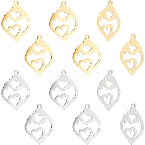 Unicraftale 12Pcs 2 Colors 201 Stainless Steel Pendants STAS-UN0040-19-1