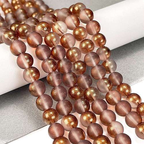Frosted Transparent Glass Bead Strands GLAA-P065-8mm-13-1