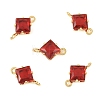 Brass Pave Cubic Zirconia Rhombus Connector Charms KK-P347-04G-03-1