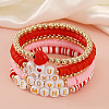 Polymer Clay & Plastic & Acrylic Heart Letter Beaded Stretch Adjustable Stackable Bracelet Sets for Women YY5680-3