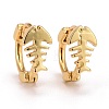 Fish Bone Brass Huggie Hoop Earrings EJEW-C012-09-1