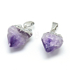 Electroplated Natural Amethyst Pendants X-G-Q481-19P-1