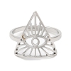 304 Stainless Steel Triangle with Horse Eye Adjustable Ring for Women RJEW-M149-10P-1