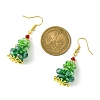 Christmas Theme Imitation Austrian Crystal & Electroplate Glass Dangle Earrings EJEW-TA00469-3