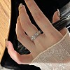 Rhombus Pattern 925 Sterling Silver with Crystal Rhinestone Finger Rings FS-WG922B2-02-4