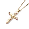 Fuchsia Cubic Zirconia Cross Pendant Necklace NJEW-JN04084-5