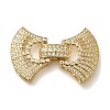 Rack Plating Bowknot Brass Micro Pave Clear Cubic Zirconia Fold Over Clasps KK-H512-09G-1