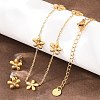 Flower 304 Stainless Steel Rhinestone Necklaces & Stud Earrings Sets for Women SJEW-K003-02G-1