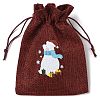 Christmas Theme Jute Cloth Storage Bags ABAG-F010-01B-04-2