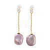 Rectangle Natural Pearl Earrings for Women EJEW-E303-05G-1