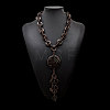Boho Coconut & Wood Handmade Ethnic Disc Pendant Long Tassel Beaded Necklaces for Beach Vacation WG5E79D-01-2