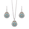 Synthetic Turquoise Pendant Necklaces & Dangle Earrings Sets WGE96E9-03-2