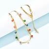 304 Stainless Steel Flat Snake Chain Necklaces with Square Cubic Zirconia NJEW-P355-02G-02-1
