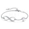 Infinity & Heart 925 Sterling Silver Pave Cubic Zirconia Link Bracelets FS-WGF63DC-01-1