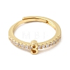 Rack Plating Brass Clear Cubic Zirconia Number 3 Adjustable Rings for Women RJEW-S407-09G-03-2