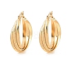 304 Stainless Steel Triple Twist Ring Stud Earrings EJEW-P324-08G-4