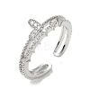 Brass Rhinestone Cuff Open Rings RB-CBADCCE-01P-1