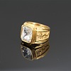 304 Stainless Steel with Cubic Zirconia Dragon Pattern Finger Rings for Men FS-WGD623F-16-1