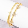 Brass Micro Pave Clear Cubic Zirconia Butterfly and Round Beaded Necklaces KK-CBA4547-13G-3