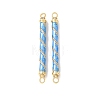 Brass Micro Pave Clear Cubic Zirconia Connector Charms KK-C143-50G-01-1
