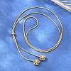 Adjustable 304 Stainless Steel Crystal Rhinestone Flower Round Snake Chain Lariat Necklaces for Women SA-D001-02G-5