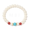 Natural Bodhi Root & Carnelian & Synthetic Turquoise Beaded Stretch Bracelets for Women BJEW-TA00735-3