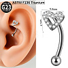 G23 Titanium Clear Cubic Zirconia Eyebrow Curved Barbell Rings WG7A99B-03-1