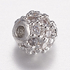 Brass Micro Pave Cubic Zirconia Beads ZIRC-E143-17A-P-2