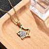 304 Stainless Steel Crystal Rhinestone Double Star Pendant Cable Chain Necklaces NJEW-Z056-02B-G-3