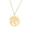 Mother's Day 304 Stainless Steel Hollow Out Flat Round with Word Mom & Baby Feet Pendant Necklaces WGD8F21-09-2