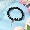 Natural Lava Rock Beaded Stretch Bracelets BJEW-JB11000-01-2