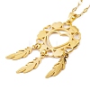 Woven Net/Web with Feather 304 Stainless Steel Pendant Necklaces for Women NJEW-G087-01G-2