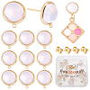 20Pcs Flat Round Brass & Glass Stud Earrings KK-BBC0028-26-1