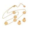 304 Stainless Steel Flower Link Chain Necklaces & Stud Earrings SJEW-Z005-01G-4