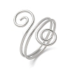 304 Stainless Steel Round Wrap Open Cuff Rings for Women Men RJEW-Z071-02B-P-4