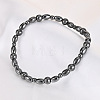 Electroplated Synthetic Non-magnetic Hematite Rice & Round Acrylic Beaded Stretch Anklets for Women FS-WG6D389-02-1
