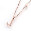 304 Stainless Steel Initial Pendant Necklaces NJEW-G321-04RG-L-2