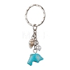 Synthetic Turquoise & Shell Pendant Keychain KEYC-JKC00653-4