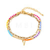 304 Stainless Steel Letter Charm Double-layered Bracelets VG5038-22-1