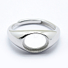 Anti-Tarnish Rhodium Plated 925 Sterling Silver Finger Ring Components STER-G027-02P-1