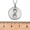 Flat Round with Number 8 Shell & Cubic Zirconia Pendant Necklaces NJEW-D288-04P-3